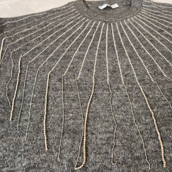 Mango Women's Glitter Detail Knitted Sweater gray size L NWOT - Picture 5 of 15